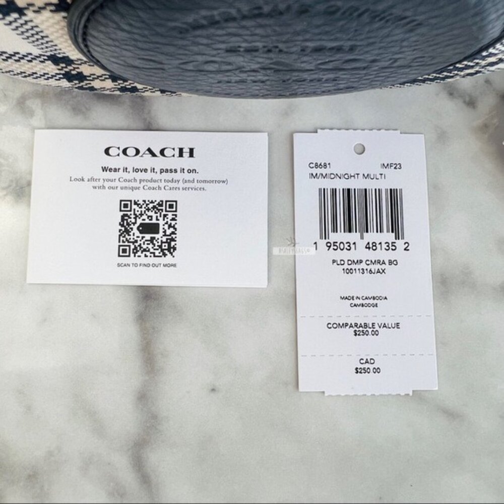 Coach Plaid Mini Dempsey Camera Bag In Signature Jacquard With Coach Patch - Picture 9 of 10
